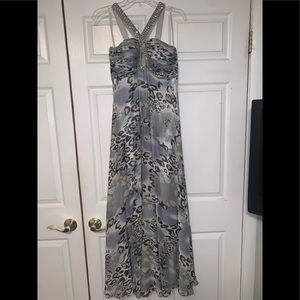 Prom dress with animal print and silver accents